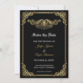 Anuncio Elegant gold Gothic wedding save the date