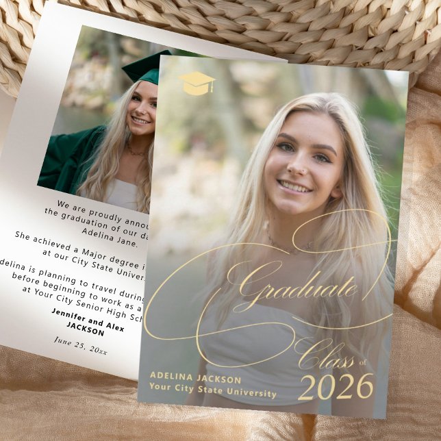 Anuncio Elegant gold script graduate photo graduation (Subido por el creador)