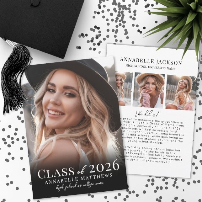 Anuncio Elegant Graduate Simple Photo Collage Graduation (Elegant Graduate Simple Photo Collage Graduation Announcement)