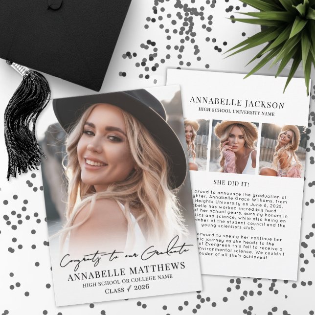 Anuncio Elegant Graduate Simple Photo Collage Graduation (Elegant Graduate Simple Photo Collage Graduation Announcement)