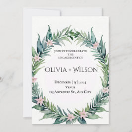 Anuncio Elegant Green Botanical Engagement Invitation