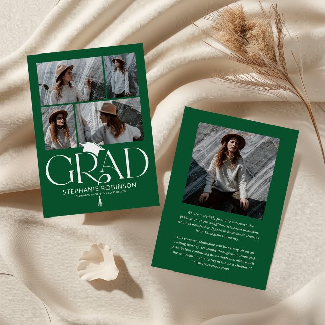 Anuncio Elegant Green & White Photo Collage Graduation (Subido por el creador)