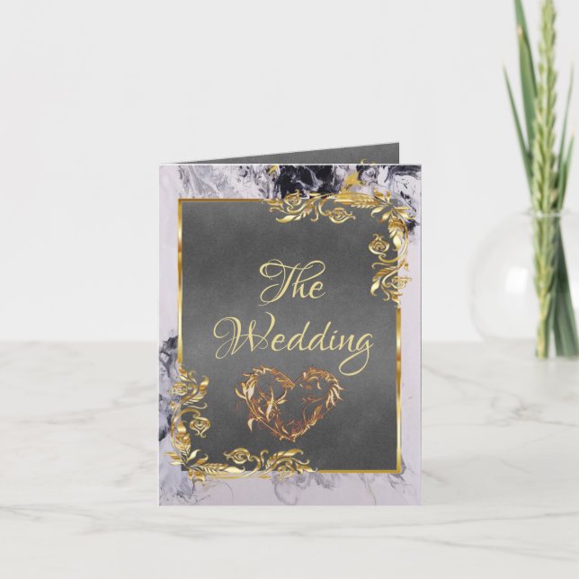 Anuncio Elegant Marble, Grey, Gold Frame, Gold Heart (Anverso)