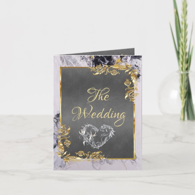 Anuncio Elegant Marble, Grey, Gold Frame, Silver Heart (Anverso)