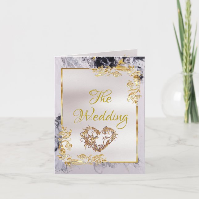 Anuncio Elegant Marble, White, Gold Frame, Gold Heart (Anverso)