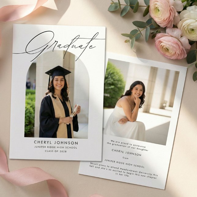 Anuncio Elegant Modern 2 Photo Graduation Announcement (Subido por el creador)