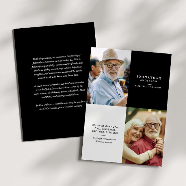 Anuncio Elegant Modern 2-Photo Printed/Downloadable Death (Subido por el creador)