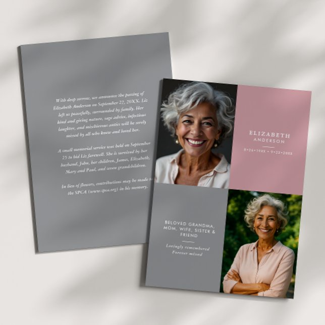 Anuncio Elegant Modern 2-Photo Printed/Downloadable Death (Subido por el creador)