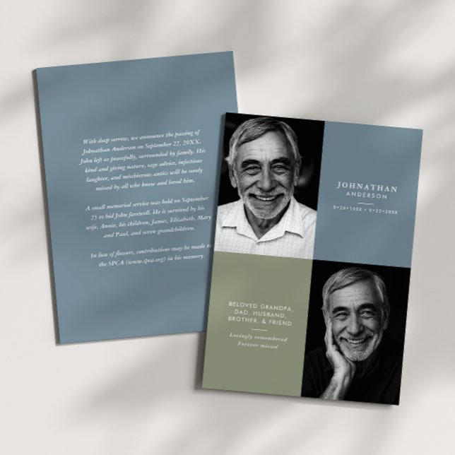 Anuncio Elegant Modern 2-Photo Printed/Downloadable Death (Subido por el creador)