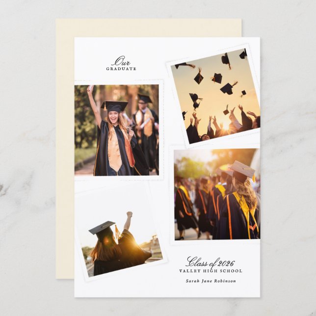 Anuncio elegant multi 4 photo frame graduation high school (Anverso / Reverso)