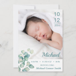 Anuncio Elegant Newborn Birth Stats Photo Card