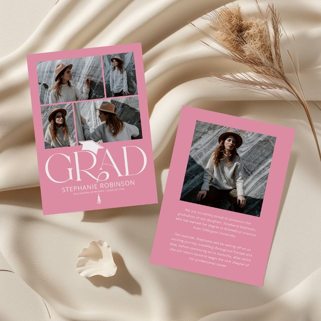 Anuncio Elegant Pink & White Photo Collage Graduation (Subido por el creador)
