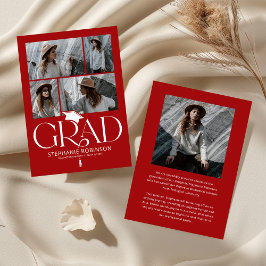 Anuncio Elegant Red & White Photo Collage Graduation