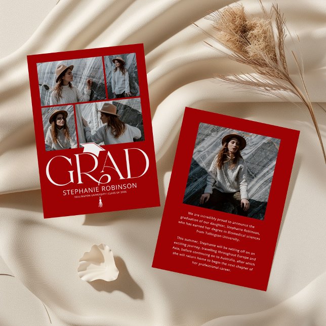 Anuncio Elegant Red & White Photo Collage Graduation (Subido por el creador)