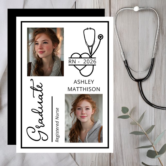 Anuncio Elegant RN 2026 Nursing Graduation Photo (Elegant RN 2026 Nursing Graduation Photo Announcement -- Print | Digital Download)