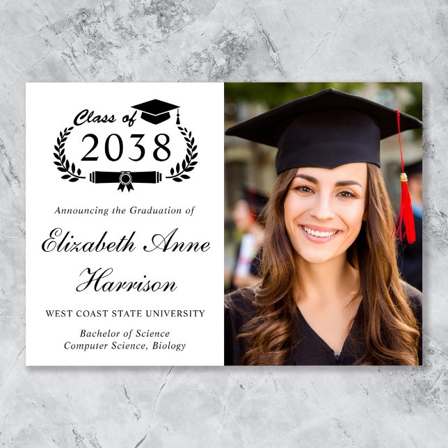 Anuncio Elegant Script Photo College Graduation (Elegant Script Photo College Graduation Announcement)