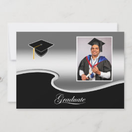 Anuncio Elegant Silver and Black Grad Party invitation
