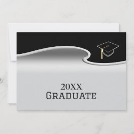 Anuncio Elegant Silver and Black with Photo Graduation