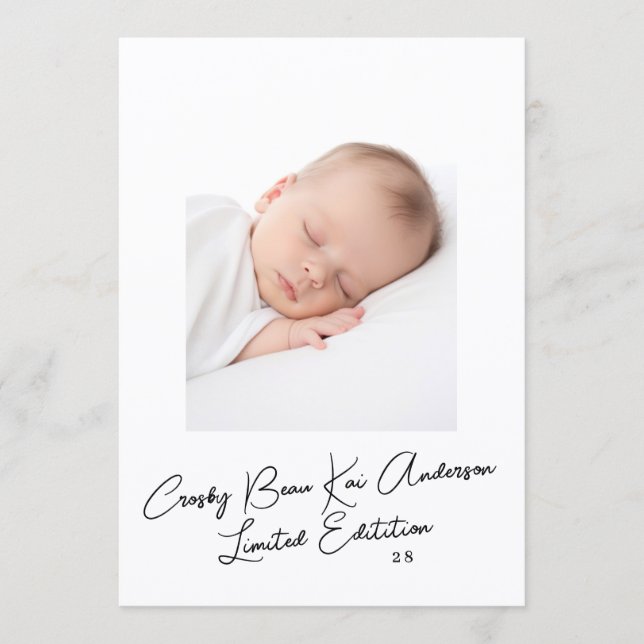 Anuncio Elegant Simple Script Photo Baby Birth (Anverso)