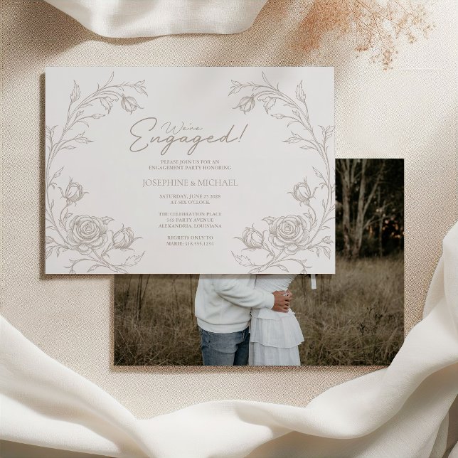 Anuncio Elegant Vintage Engagement Party Photo Invitation (Subido por el creador)