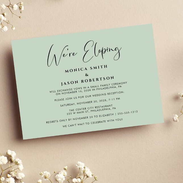 Anuncio Elegant We're Eloping Sage Wedding Reception (Subido por el creador)