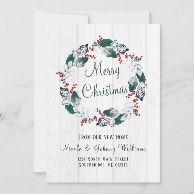 Anuncio Elegante acuarela Holly Wreath Navidades en movimi (Anverso)