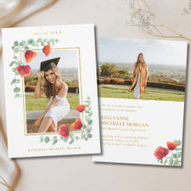 Elegante Amapola Acuarela Floral 2 Foto Graduación