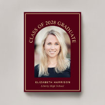 Elegante Arco Foto Graduación de Oro Borgoña