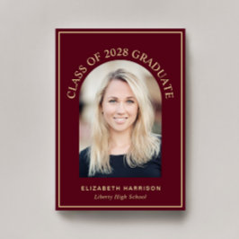 Anuncio Elegante Arco Foto Graduación de Oro Borgoña