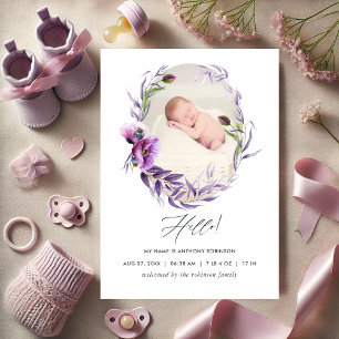 Anuncio Elegante bebé con flores moradas