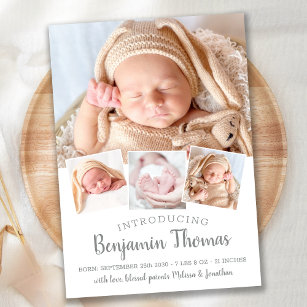 Anuncio Elegante bebé personalizado de 4 Collages de fotos