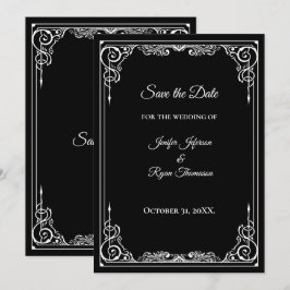 Anuncio Elegante boda en blanco y negro, guárdala la fecha