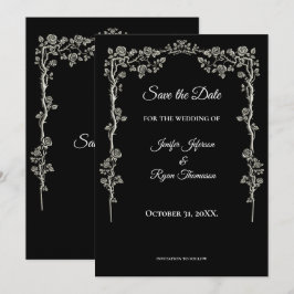 Anuncio Elegante boda en negro y blanco, guarde la fecha