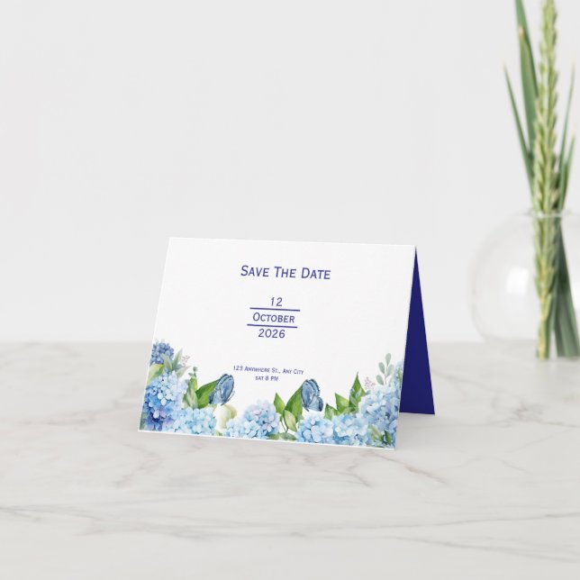 Anuncio Elegante Boda floral azul (Anverso)