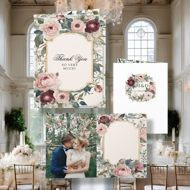 Anuncio Elegante Boda victoriano con flores rosadas y dora (Subido por el creador)