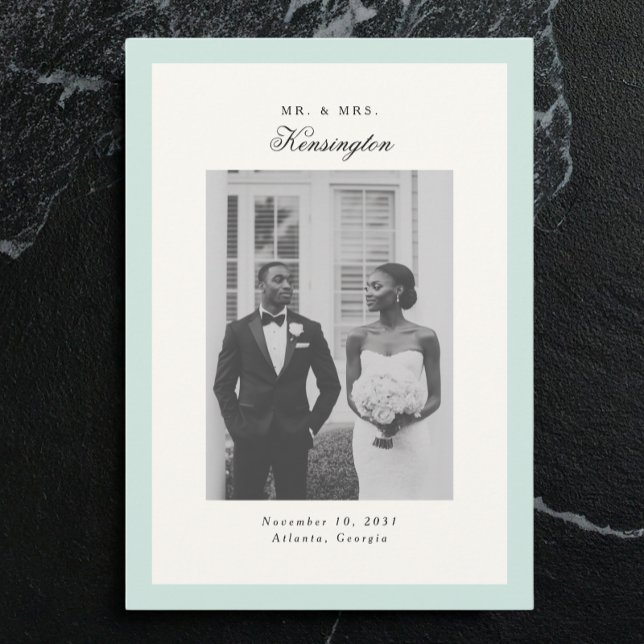 Anuncio Elegante caligrafía fotograma foto Boda verde de l (Subido por el creador)