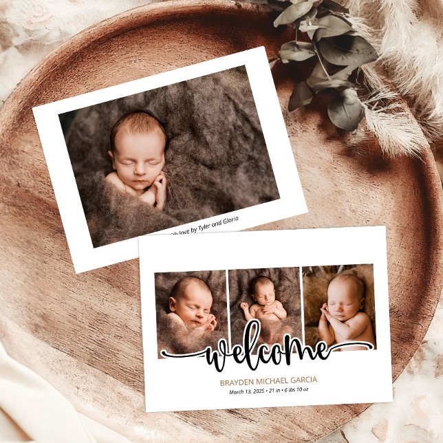 Anuncio Elegante caligrafía moderna recién nacido Nacimien (Subido por el creador)