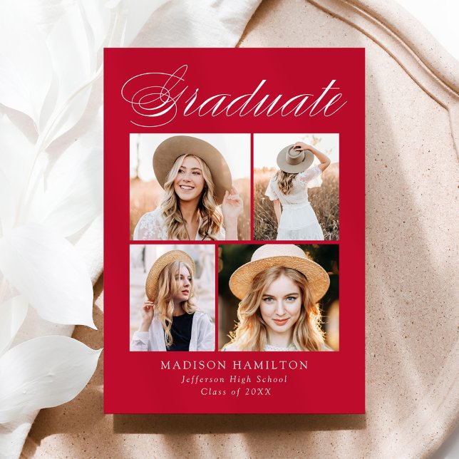 Anuncio Elegante caligrafía roja 4 foto graduada (Subido por el creador)