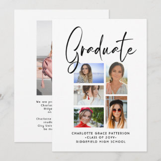 Anuncio Elegante Colaje de Graduación con 5 Fotos en Scrip