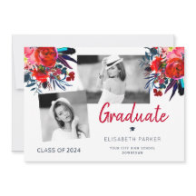 Elegante collage de fotos de graduación floral