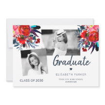 Elegante collage de fotos de graduación floral a