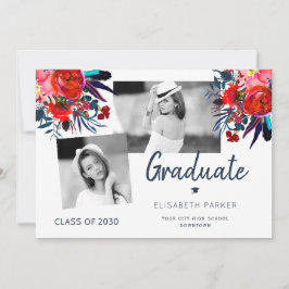 Anuncio Elegante collage de fotos de graduación floral a