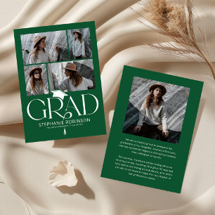 Anuncio Elegante Collage de Graduación en Verde y Blanco