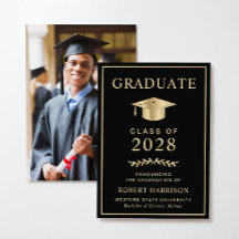 Elegante College Photo Black Gold Graduación