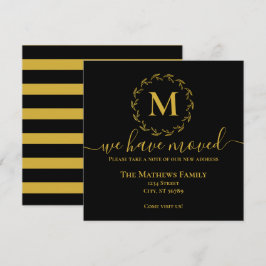 Anuncio Elegante Corona Monograma de Oro Negro Nos Hemos M