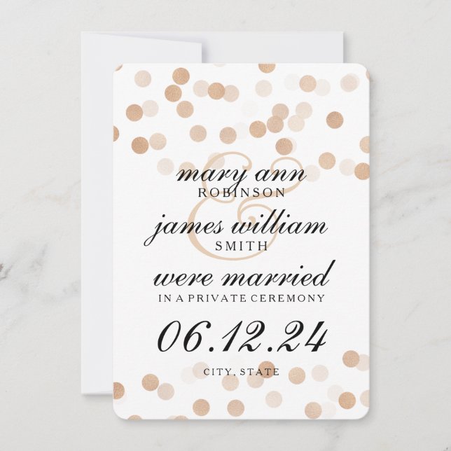 Anuncio Elegante Elopement Faux Copper Relieve metalizado  (Anverso)