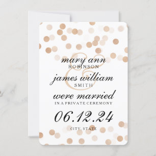 Anuncio Elegante Elopement Faux Copper Relieve metalizado