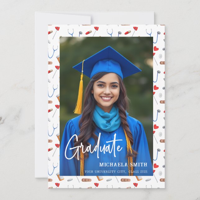 Anuncio Elegante Enfermera Graduación de Foto Escrita A Ma (Anverso)