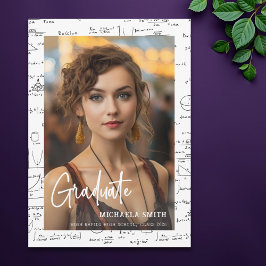 Anuncio Elegante escritura matemática blanca de foto gradu