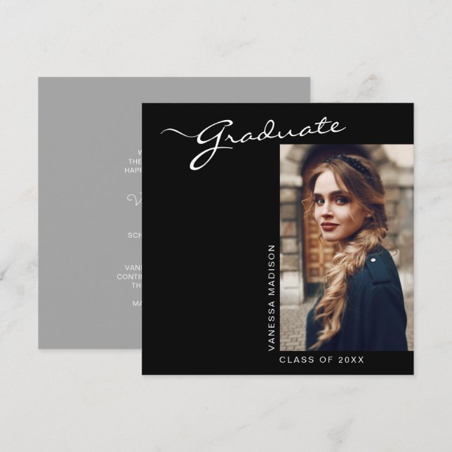 Anuncio Elegante escritura moderna foto mínima | Graduació (Anverso / Reverso)